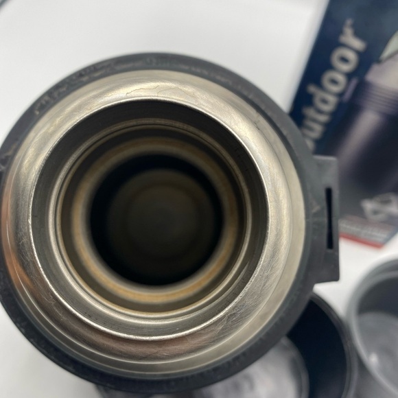 Thermos Vacuum Bottle Add A Cup Stainless Carry Handle Cup Screw Top Black 2816 - Picture 3 of 6